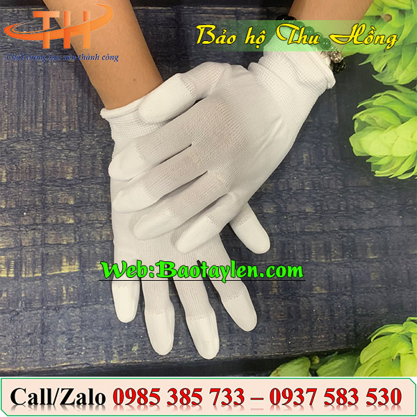 >Bao tay chống tĩnh điện phủ PU đầu ngón tay <