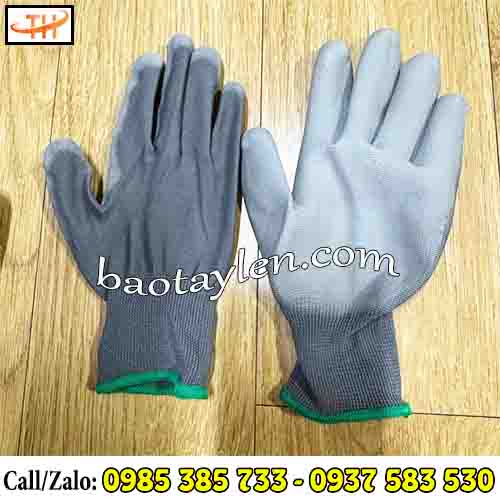 Găng tay thun phủ PU xám phù hợp sử dụng trong nhiều ngành nghề Găng tay thun phủ PU xám phù hợp sử dụng trong nhiều ngành nghề