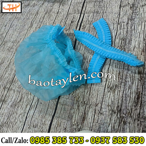 Nón con sâu trùm tóc bảo hộ y tế màu xanh Nón con sâu trùm tóc bảo hộ y tế màu xanh