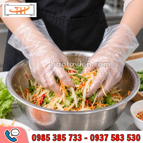 Găng tay nilon dùng 1 lần tiện lợi Găng tay nilon dùng 1 lần tiện lợi