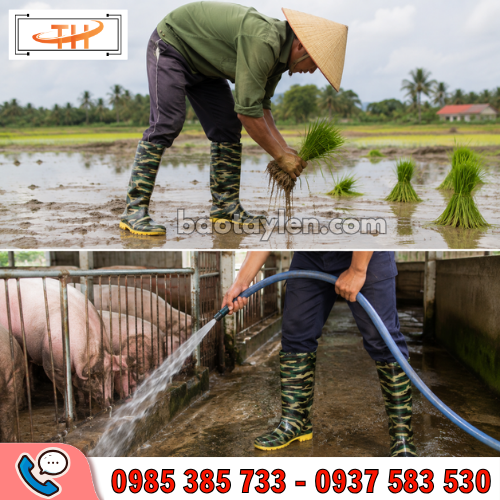 Ủng bảo hộ rằn ri đế vàng được ứng dụng phổ biến trong đời sống và sản xuất Ủng bảo hộ rằn ri đế vàng được ứng dụng phổ biến trong đời sống và sản xuất