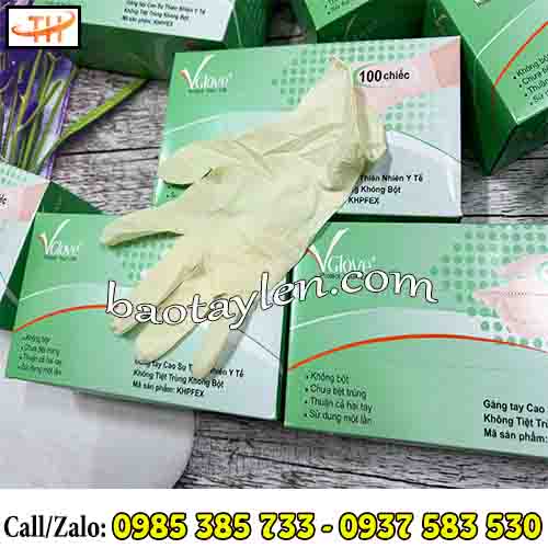 Găng tay y tế Vglove không bột dễ đeo, dễ tháo  Găng tay y tế Vglove không bột dễ đeo, dễ tháo