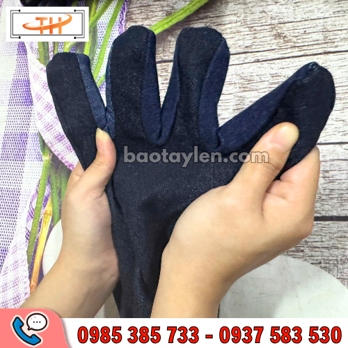 Găng tay vải jean đường may chắc, dày bền Găng tay vải jean đường may chắc, dày bền