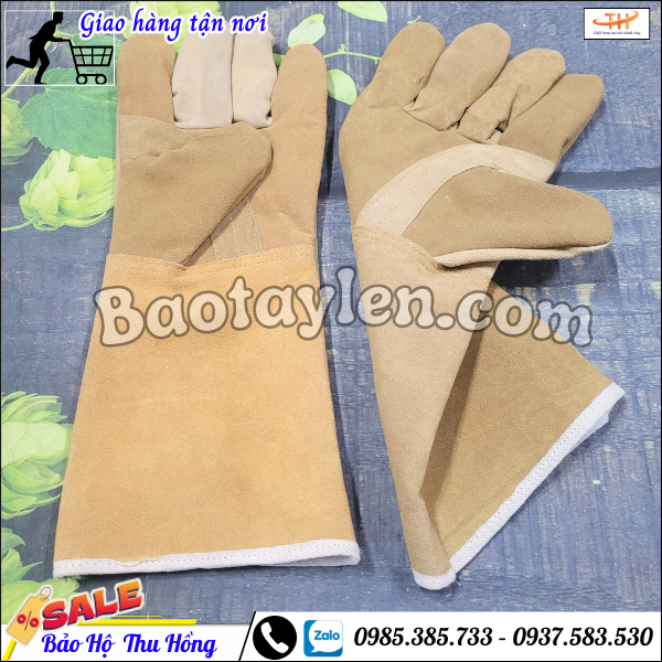 Găng tay bảo hộ da hàn - bao tay chống cháy. Găng tay bảo hộ da hàn - bao tay chống cháy.