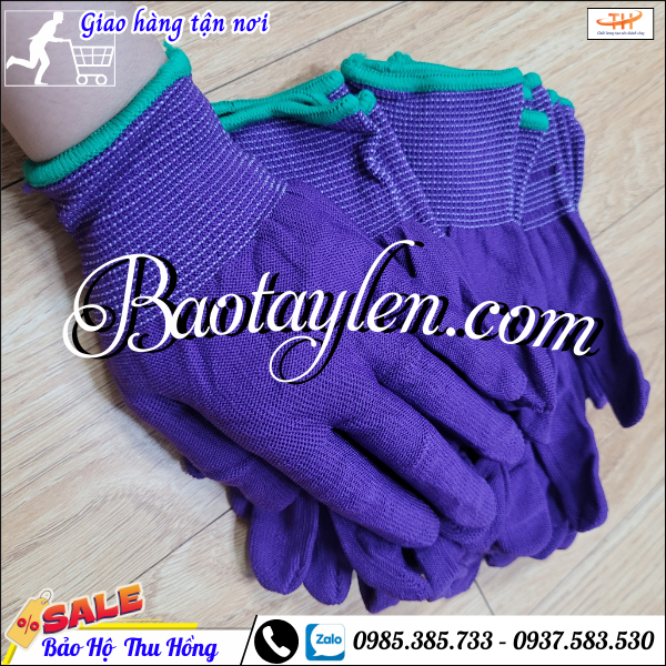 Bao tay lao động thun mỏng màu tím. Bao tay lao động thun mỏng màu tím.