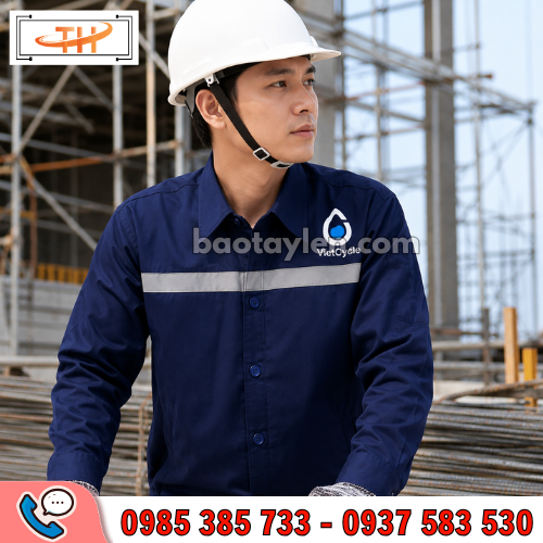 Áo đồng phục bảo hộ công trình form rộng rãi màu xanh navy Áo đồng phục bảo hộ công trình form rộng rãi màu xanh navy
