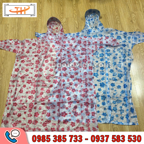 Áo mưa bít trong suốt in hoa Áo mưa bít trong suốt in hoa