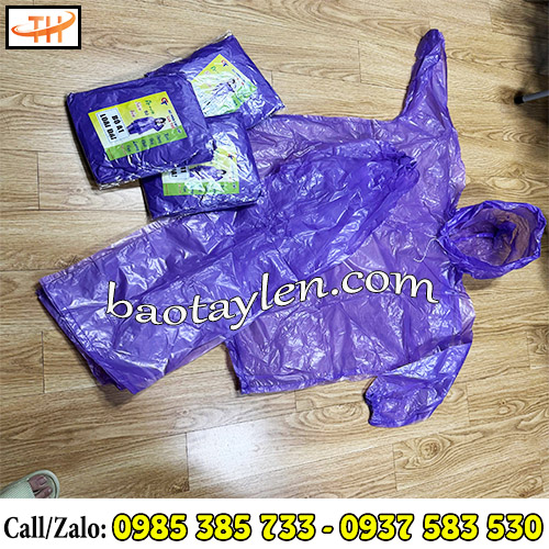 Áo mưa bộ nilon màu tím Áo mưa bộ nilon màu tím
