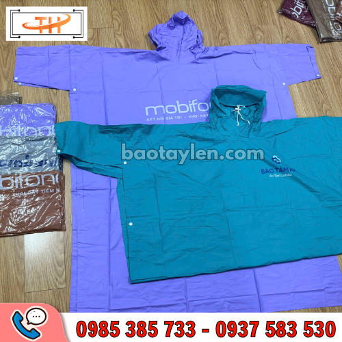 Áo mưa cánh dơi màu trơn in logo Áo mưa cánh dơi màu trơn in logo