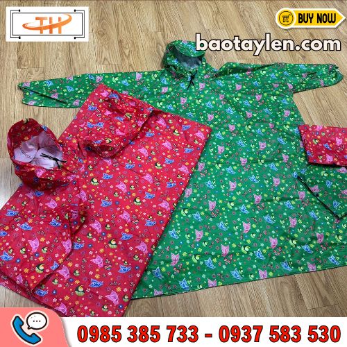 Áo mưa bít in hoa văn Áo mưa bít in hoa văn