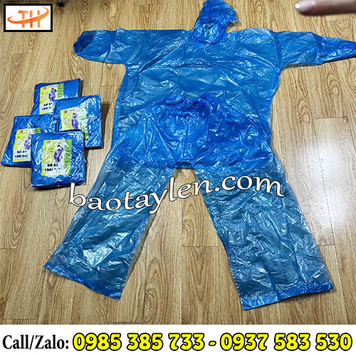 Áo mưa bộ nilon màu xanh Áo mưa bộ nilon màu xanh