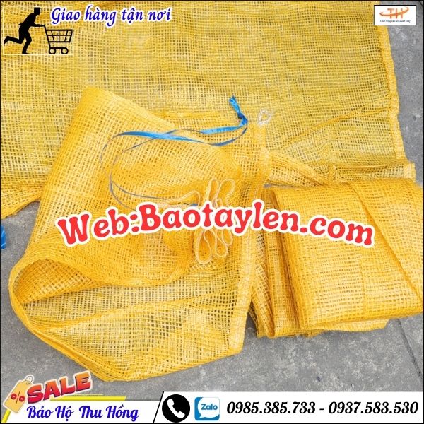 Bao tải lưới có dây cột miệng bao giá rẻ. Bao tải lưới có dây cột miệng bao giá rẻ.