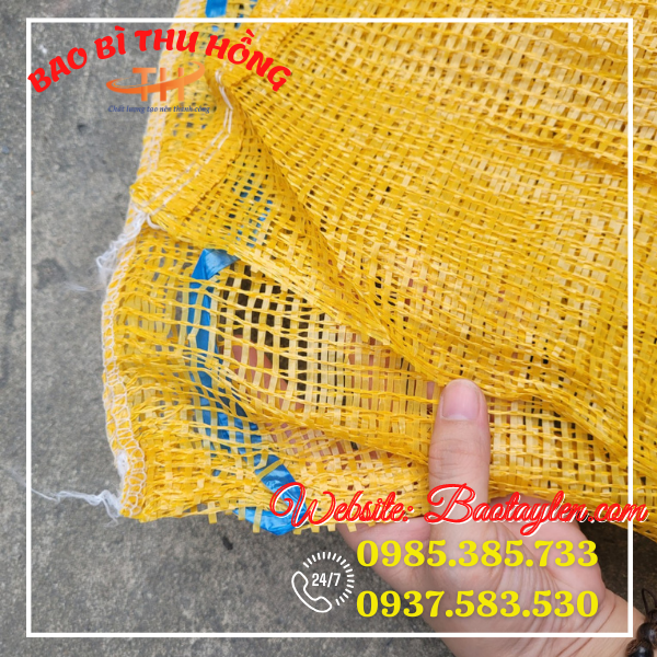 >>Bao có lỗ lưới thông thoáng thích hợp đựng nông sản. >>Bao có lỗ lưới thông thoáng thích hợp đựng nông sản.