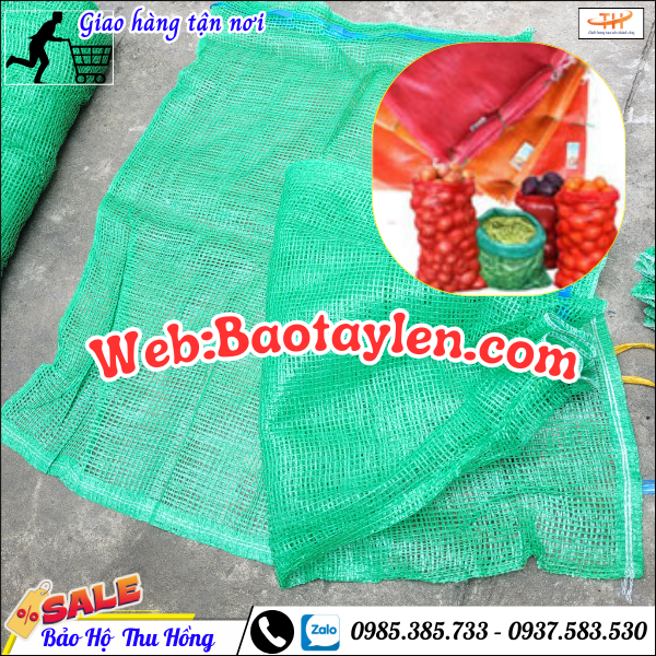 Bao lưới - bao tải lưới có dây cột miệng tiện dụng. Bao lưới - bao tải lưới có dây cột miệng tiện dụng.