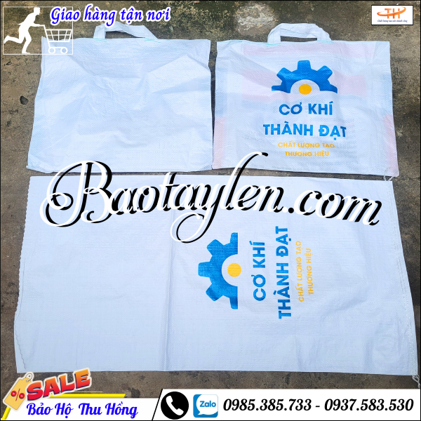 Bao tải quai xách in logo. Bao tải quai xách in logo.