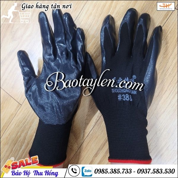 Găng tay bảo hộ phủ sơn đen bền đẹp. Găng tay bảo hộ phủ sơn đen bền đẹp.