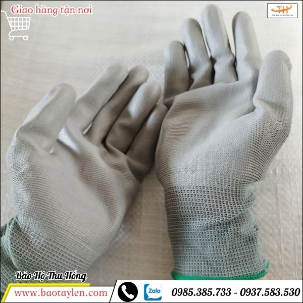 Bao tay xám phủ PU bàn chống trơn hiệu quả Bao tay xám phủ PU bàn chống trơn hiệu quả