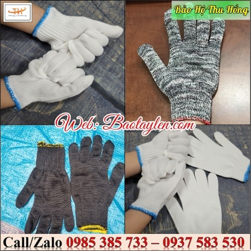 Găng tay len sợi polyester bảo hộ lao động chống thấm. Găng tay len sợi polyester bảo hộ lao động chống thấm.