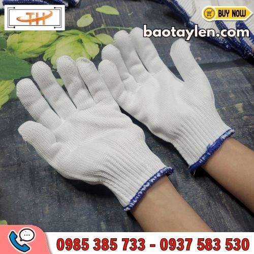 Bao tay len poly màu trắng Bao tay len poly màu trắng