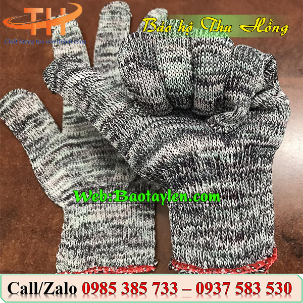 Găng tay lao động sợi len poly