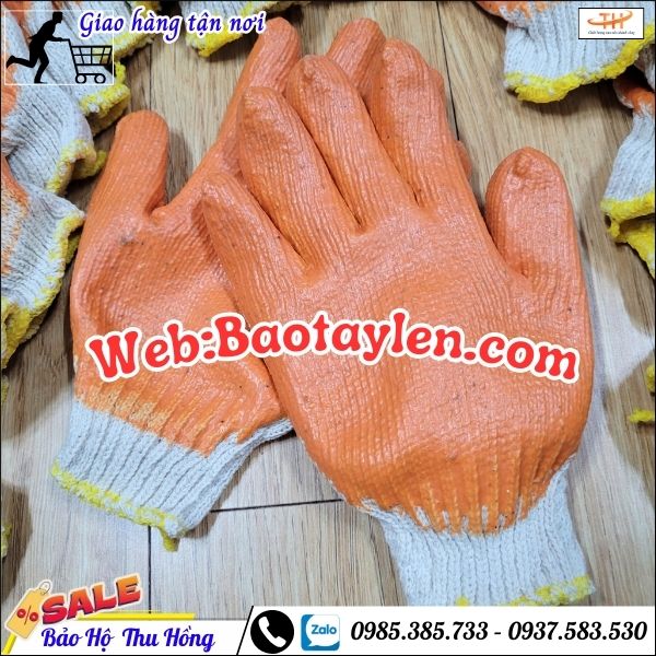 Bao tay len bảo hộ nhúng nhựa giá rẻ. Bao tay len bảo hộ nhúng nhựa giá rẻ.