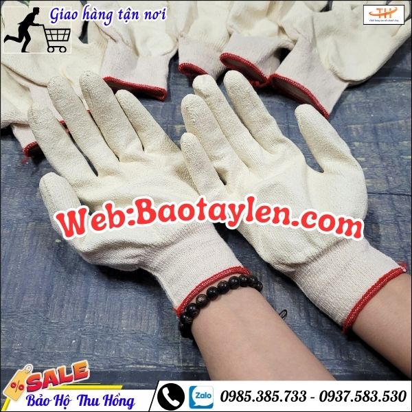 Bao tay len bảo hộ nhúng trắng. Bao tay len bảo hộ nhúng trắng.