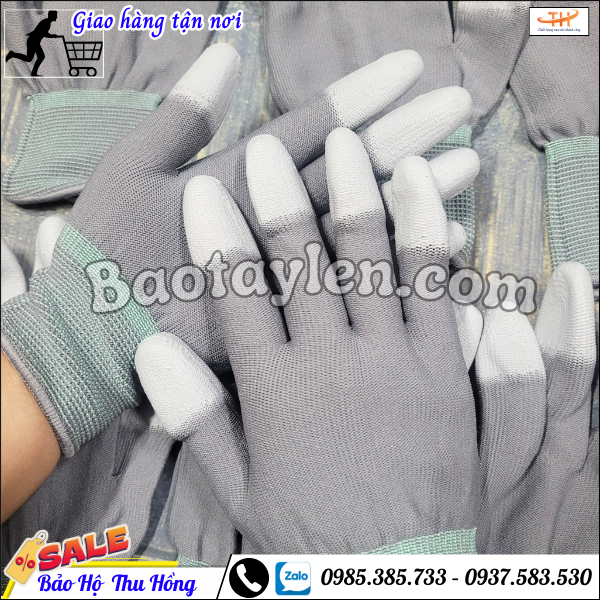 Bao tay bảo hộ chống tĩnh điện phủ pu đầu ngón. Bao tay bảo hộ chống tĩnh điện phủ pu đầu ngón.