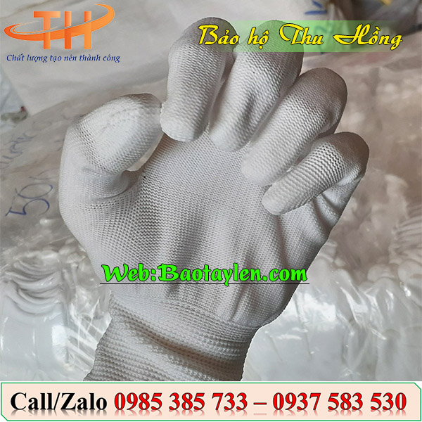 Găng tay phủ PU đầu ngón màu trắng