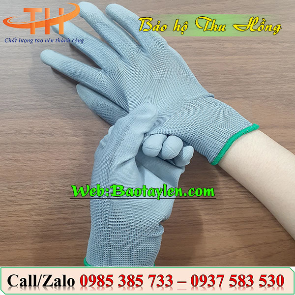 Găng tay phủ PU lòng bàn tay màu xám