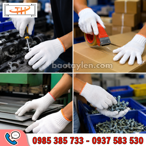 găng tay lao động poly trắng găng tay lao động poly trắng
