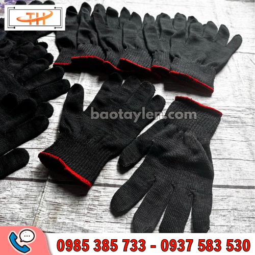 Găng tay sợi poly màu đen 50g co giãn cực tốt Găng tay sợi poly màu đen 50g co giãn cực tốt
