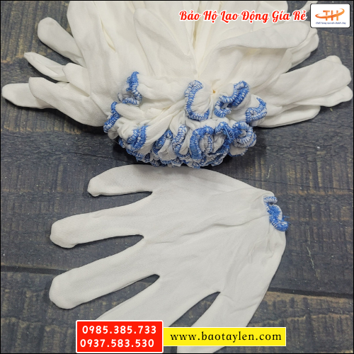 Bao tay thun trắng T5 bo viền. Bao tay thun trắng T5 bo viền.