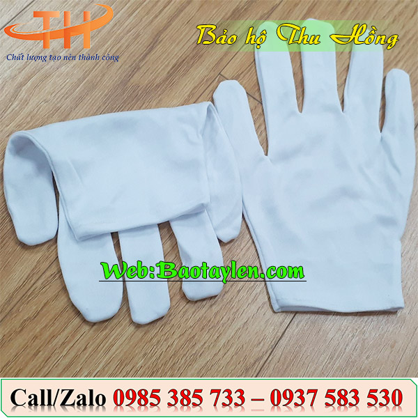 Găng tay vải cotton trắng