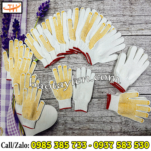Bao tay len phủ hạt nhựa sẵn kho giá rẻ Bao tay len phủ hạt nhựa sẵn kho giá rẻ