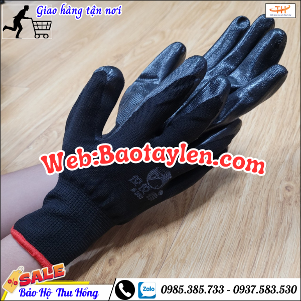 Găng tay phủ natri bảo hộ đen. Găng tay phủ natri bảo hộ đen.