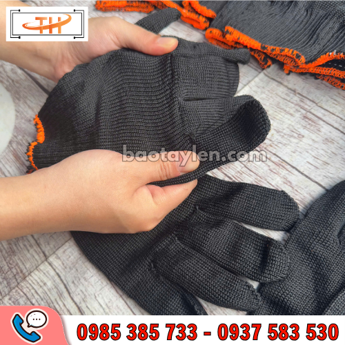Găng tay sợi poly đen có độ co giãn tốt Găng tay sợi poly đen có độ co giãn tốt