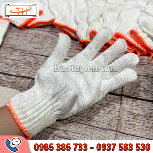Găng tay bảo hộ sợi poly trắng 70gr khá dày dặn Găng tay bảo hộ sợi poly trắng 70gr khá dày dặn
