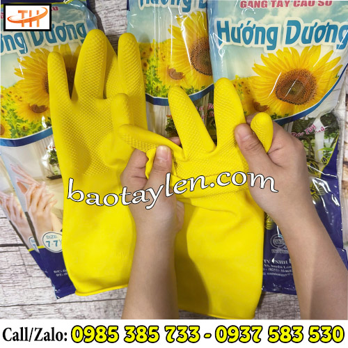 Găng tay cao su Hướng Dương dẻo dai, chống trơn hiệu quả Găng tay cao su Hướng Dương dẻo dai, chống trơn hiệu quả
