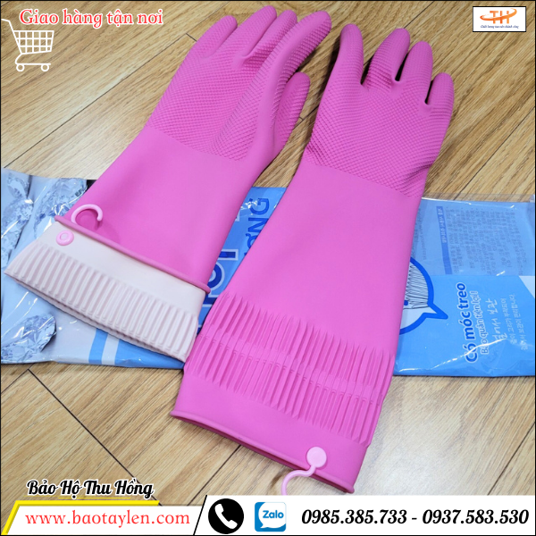 Găng tay cao su Kim Cương có móc treo. Găng tay cao su Kim Cương có móc treo.