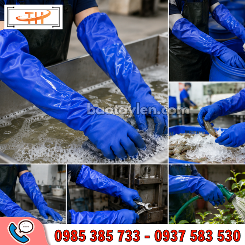 Găng tay chống hóa chất loại dài ứng dụng phổ biến trong nhiều ngành nghề Găng tay chống hóa chất loại dài ứng dụng phổ biến trong nhiều ngành nghề