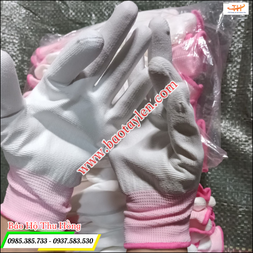 Găng tay chống tĩnh điện phủ pu lòng bàn tay. Găng tay chống tĩnh điện phủ pu lòng bàn tay.