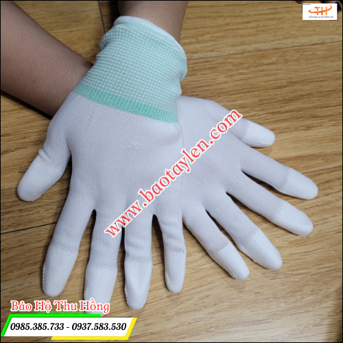 Găng tay chống tĩnh điện phủ pu đầu ngón tay. Găng tay chống tĩnh điện phủ pu đầu ngón tay.