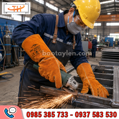 Găng tay da hàn chịu nhiệt bảo vệ hoàn hảo cho người lao động Găng tay da hàn chịu nhiệt bảo vệ hoàn hảo cho người lao động