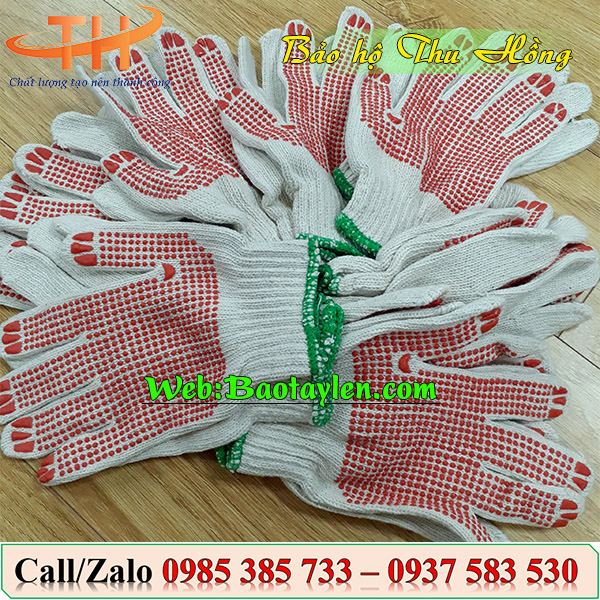 Găng tay phủ hạt nhựa 70g giá rẻ Găng tay phủ hạt nhựa 70g giá rẻ
