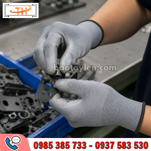 Ứng dụng thực tế trong lao động của găng tay phủ PU bàn tay xám Ứng dụng thực tế trong lao động của găng tay phủ PU bàn tay xám