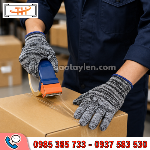 Găng tay len muối tiêu 60g được dùng phổ biến trong lao động Găng tay len muối tiêu 60g được dùng phổ biến trong lao động