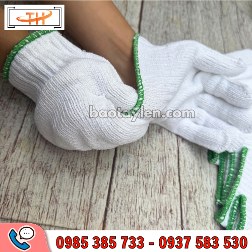 Găng tay len trắng lao động có chun co giãn chống tuột khi đeo Găng tay len trắng lao động có chun co giãn chống tuột khi đeo