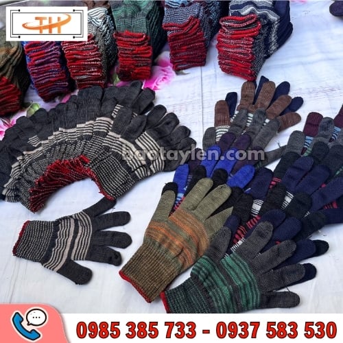 Găng tay poly thời trang sọc màu Găng tay poly thời trang sọc màu