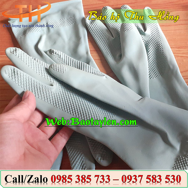 Găng tay cao su Nam Long màu xanh