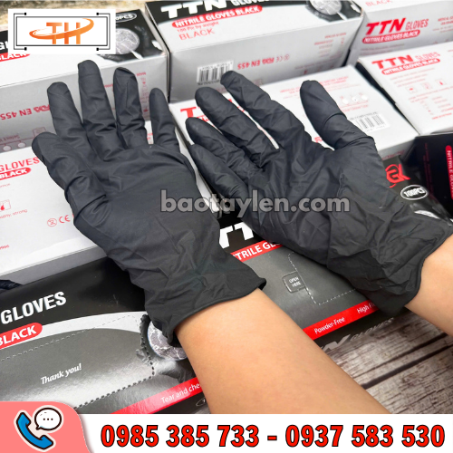 Găng tay Nitrile TTN màu đen không bột Găng tay Nitrile TTN màu đen không bột